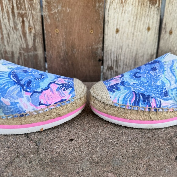 Lilly Pulitzer Women’s Marlo Blue Pink Espadrille Platform Loafer Shoe Size 8 - Picture 10 of 11